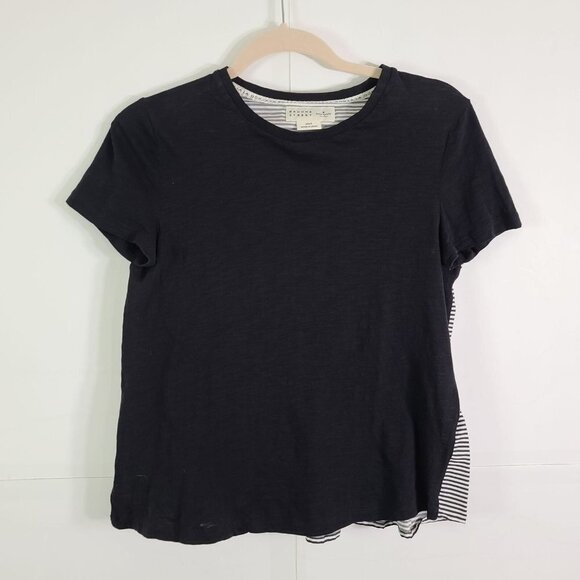 Kate Spade Broom Street Peplum Tee Shirt Black Front Striped Back‎ Size Small - Picture 2 of 8